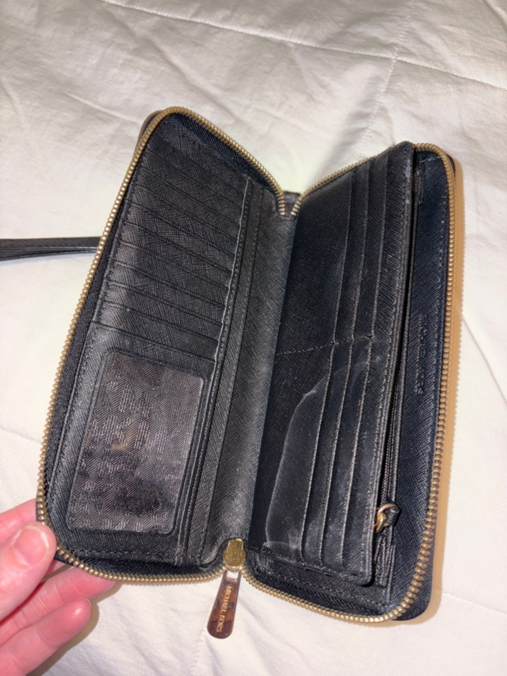 Michael Kors Black Zip-Around Wristlet With Gold Accents - Picture 2 of 3